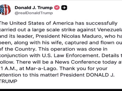 Trump Anuncia En Redes Sociales Que Maduro Fue "Capturado"